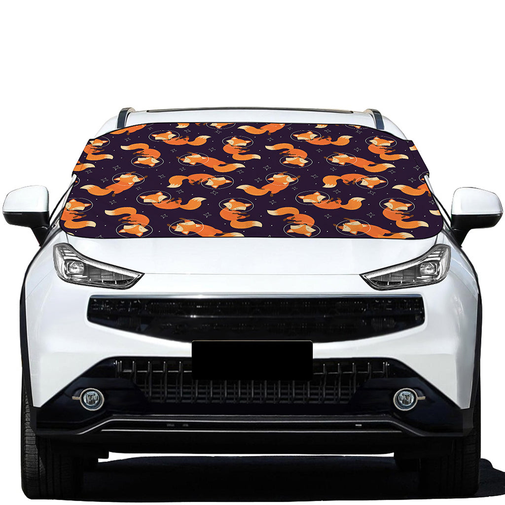 Space Fox Pattern Print Car Windshield Snow Cover