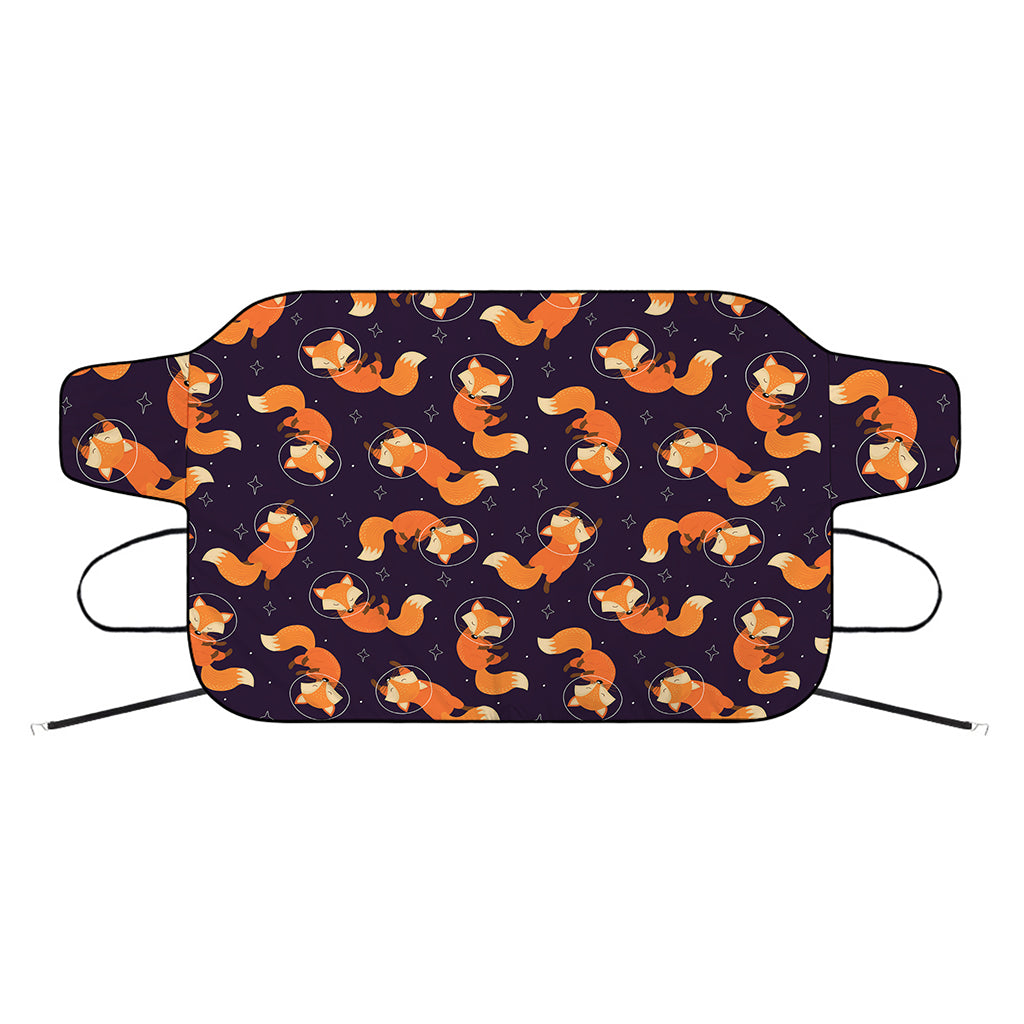 Space Fox Pattern Print Car Windshield Snow Cover