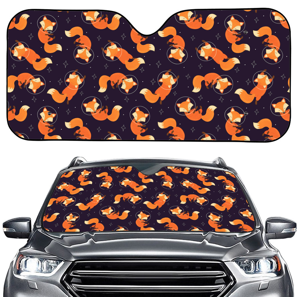 Space Fox Pattern Print Car Windshield Sun Shade