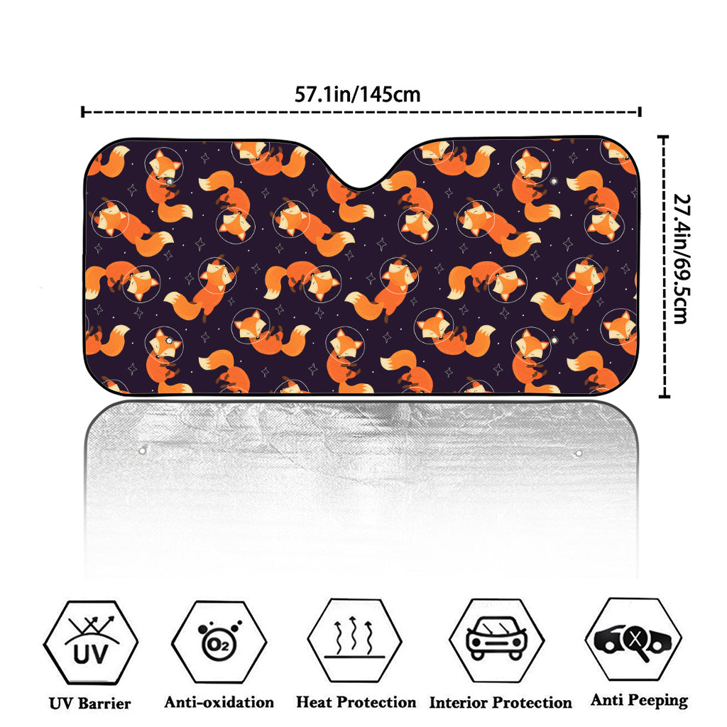 Space Fox Pattern Print Car Windshield Sun Shade