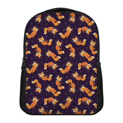 Space Fox Pattern Print Casual Backpack