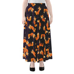 Space Fox Pattern Print Chiffon Maxi Skirt