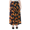 Space Fox Pattern Print Chiffon Maxi Skirt