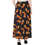 Space Fox Pattern Print Chiffon Maxi Skirt