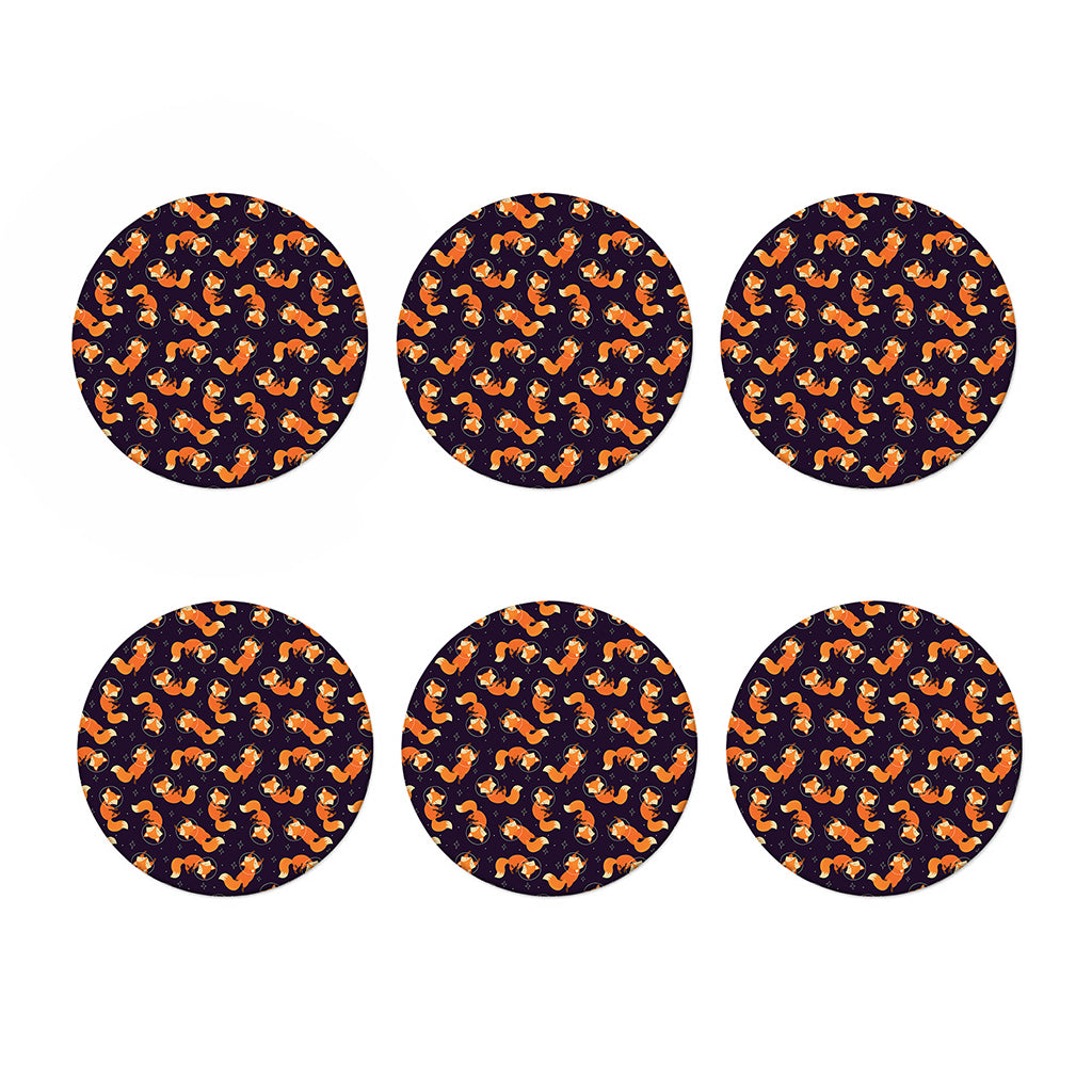 Space Fox Pattern Print Coaster Set
