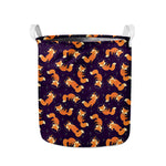 Space Fox Pattern Print Collapsible Laundry Basket