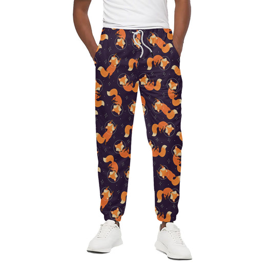 Space Fox Pattern Print Cotton Pants