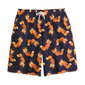 Space Fox Pattern Print Cotton Shorts