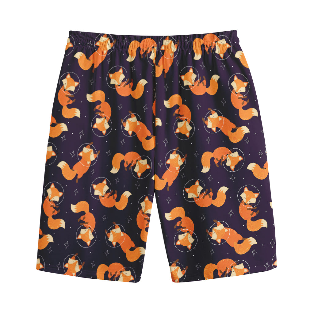 Space Fox Pattern Print Cotton Shorts