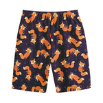 Space Fox Pattern Print Cotton Shorts