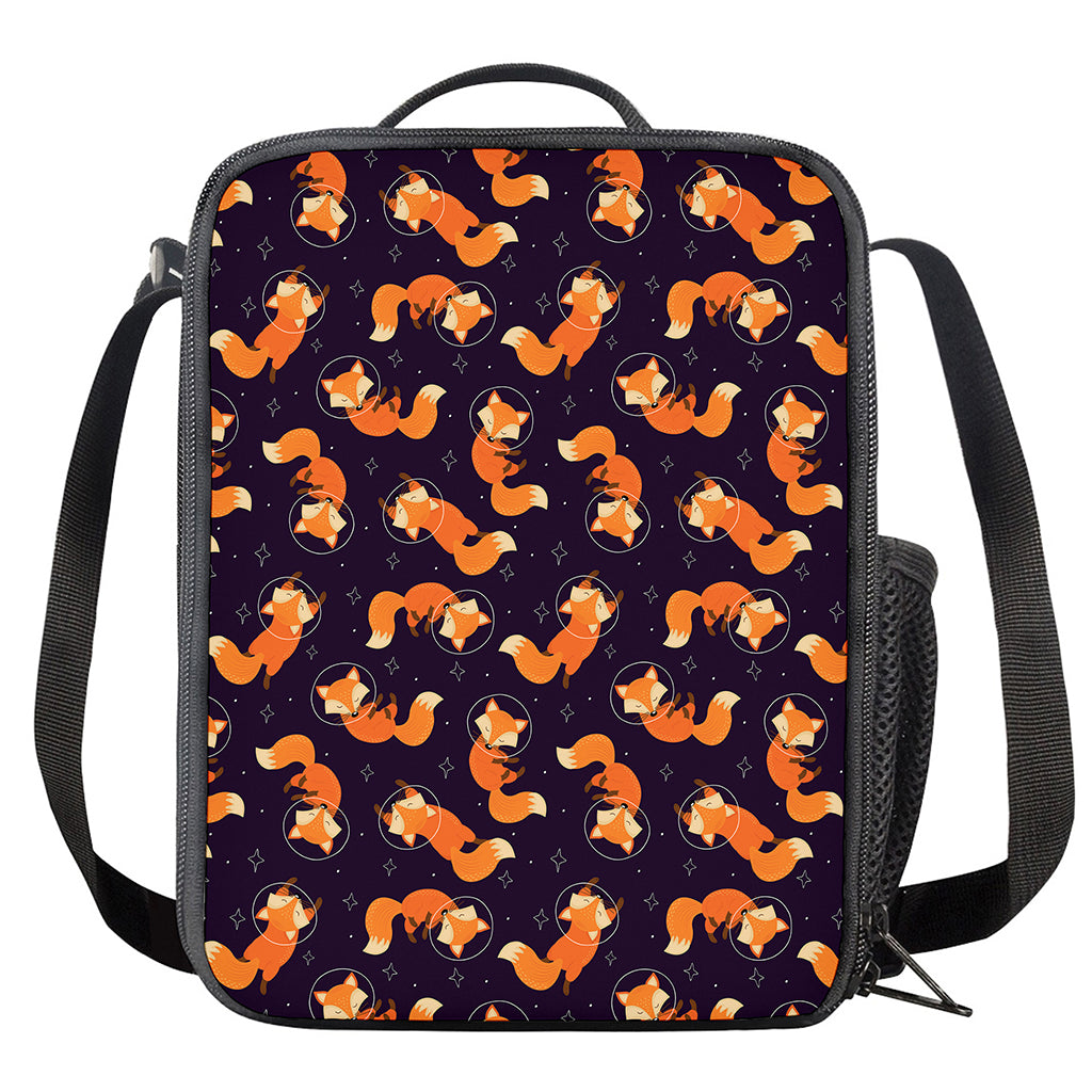 Space Fox Pattern Print Crossbody Lunch Bag