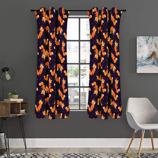Space Fox Pattern Print Curtain