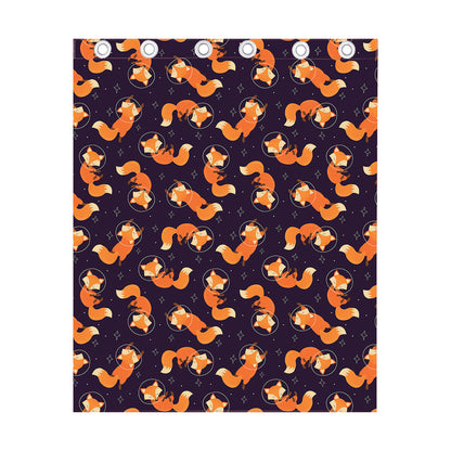 Space Fox Pattern Print Curtain