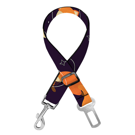 Space Fox Pattern Print Dog Seat Belt