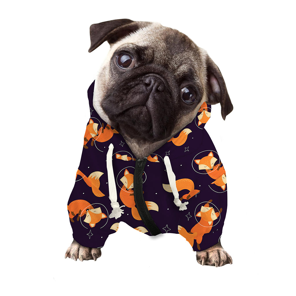Space Fox Pattern Print Dog Zip Up Hoodie