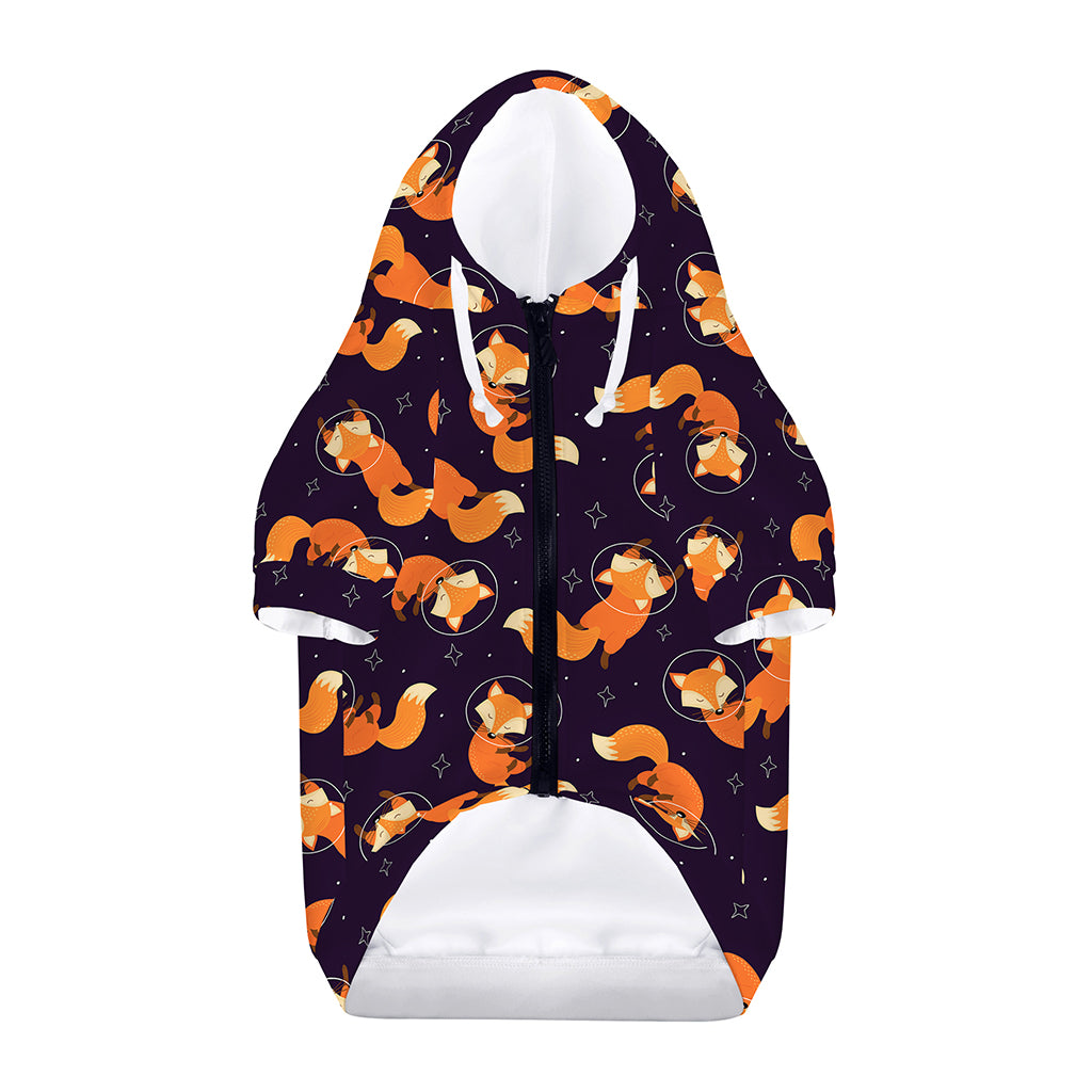 Space Fox Pattern Print Dog Zip Up Hoodie