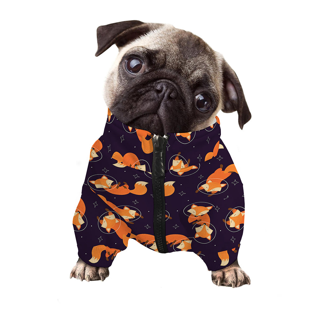Space Fox Pattern Print Dog Zip Up Jacket