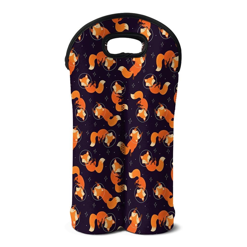 Space Fox Pattern Print Double Neoprene Wine Tote