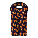 Space Fox Pattern Print Double Neoprene Wine Tote