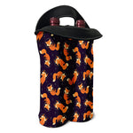Space Fox Pattern Print Double Neoprene Wine Tote