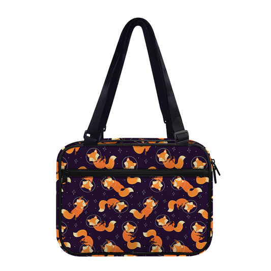Space Fox Pattern Print Double Strap Bible Bag