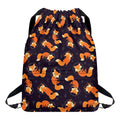 Space Fox Pattern Print Drawstring Backpack