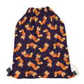 Space Fox Pattern Print Drawstring Bag