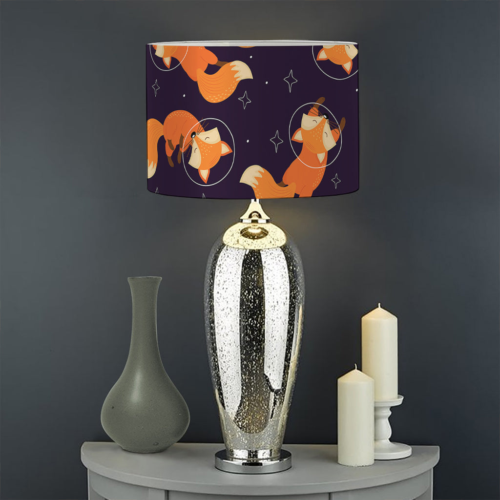 Space Fox Pattern Print Drum Lamp Shade