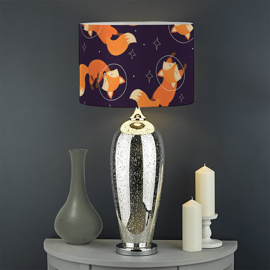 Space Fox Pattern Print Drum Lamp Shade