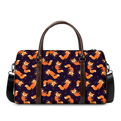 Space Fox Pattern Print Duffle Bag