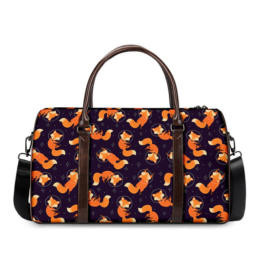 Space Fox Pattern Print Duffle Bag