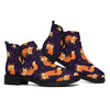 Space Fox Pattern Print Flat Ankle Boots