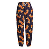 Space Fox Pattern Print Fleece Lined Knit Pants