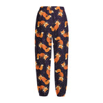 Space Fox Pattern Print Fleece Lined Knit Pants