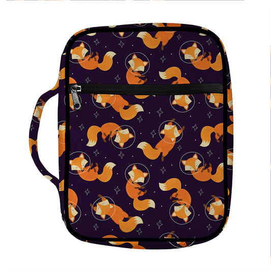 Space Fox Pattern Print Front Pocket Bible Bag
