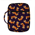 Space Fox Pattern Print Front Pocket Bible Bag