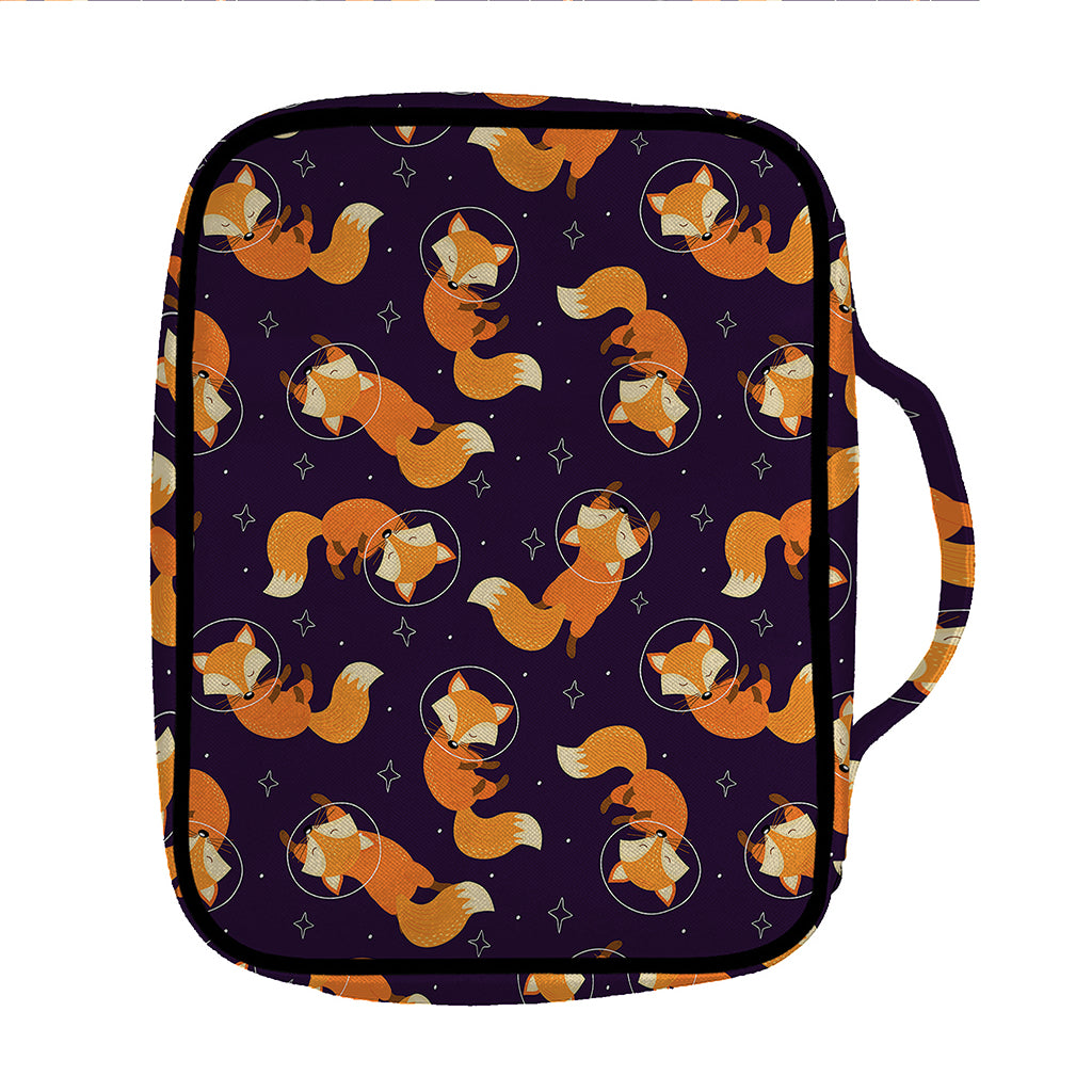 Space Fox Pattern Print Front Pocket Bible Bag