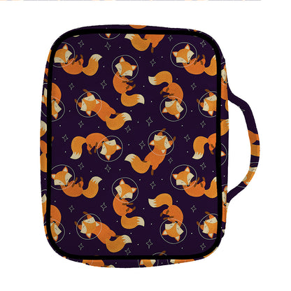 Space Fox Pattern Print Front Pocket Bible Bag