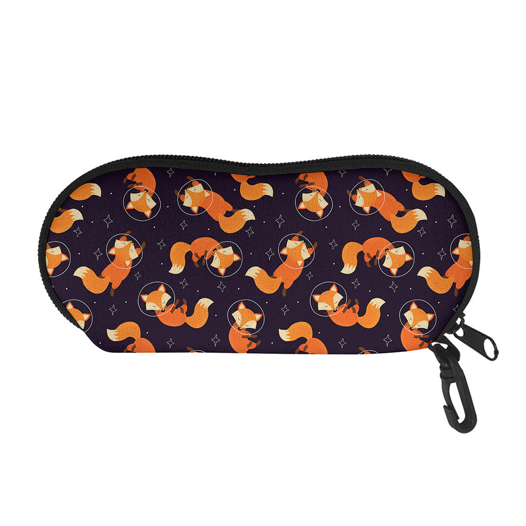 Space Fox Pattern Print Glasses Case