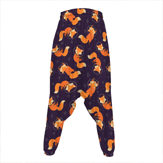 Space Fox Pattern Print Hammer Pants
