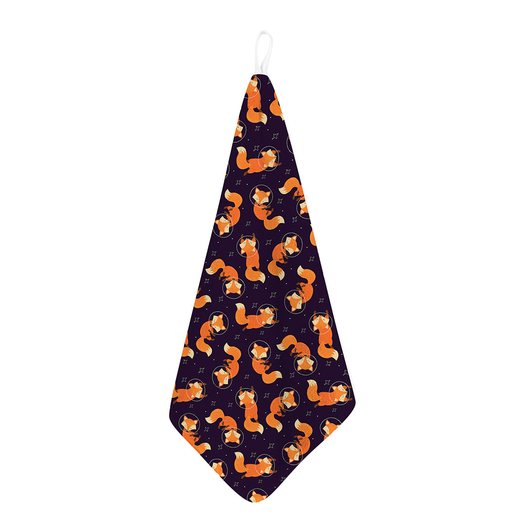 Space Fox Pattern Print Hand Towel