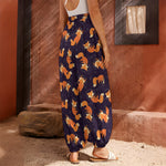 Space Fox Pattern Print Harem Pants