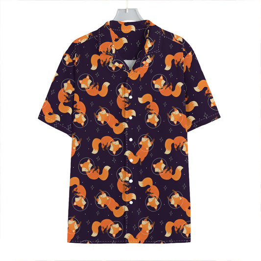 Space Fox Pattern Print Hawaiian Shirt