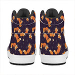 Space Fox Pattern Print High Top Leather Sneakers