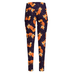 Space Fox Pattern Print High-Waisted Pocket Leggings