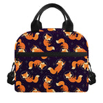 Space Fox Pattern Print Insulated Lunch Bag