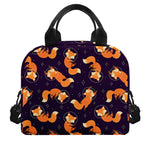 Space Fox Pattern Print Insulated Lunch Bag