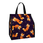 Space Fox Pattern Print Insulated Lunch Tote
