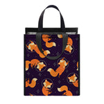 Space Fox Pattern Print Insulated Lunch Tote