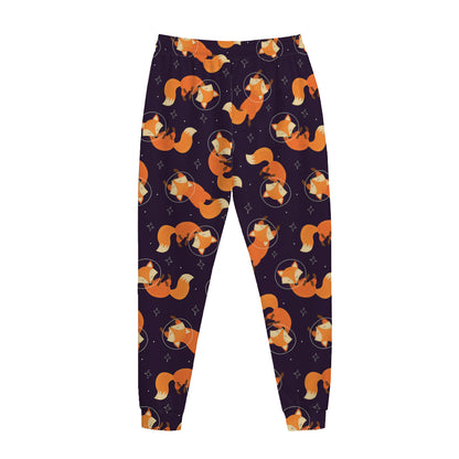 Space Fox Pattern Print Jogger Pants